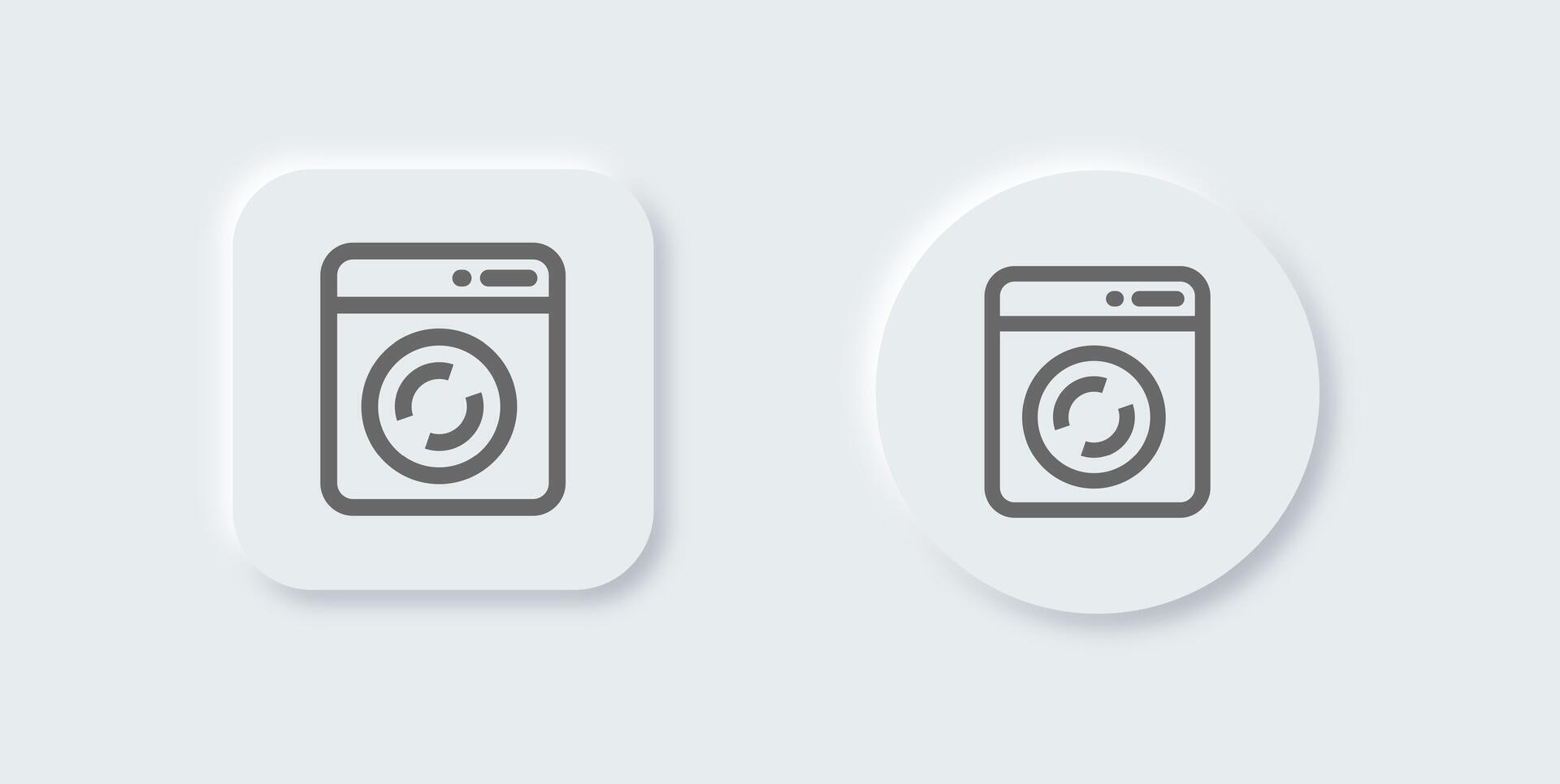 Washing machine line icon in neomorphic design style. Laundry signs illustration. vector