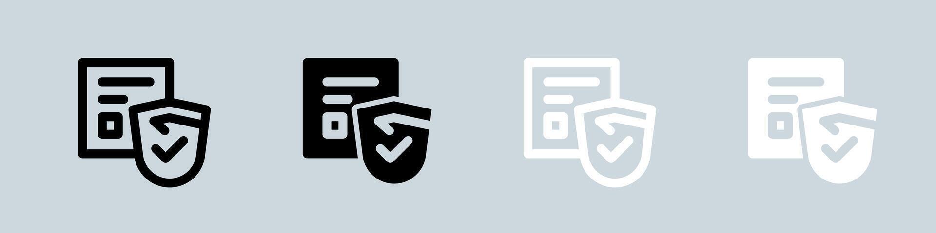 Secure connection icon set in black and white. Network signs illustration. vector