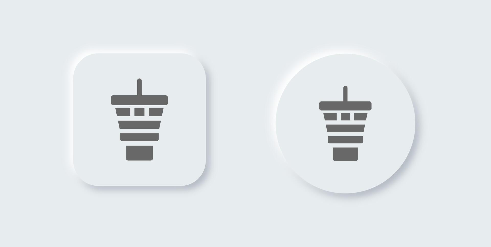 Control tower solid icon in neomorphic design style. Terminal signs illustration. vector