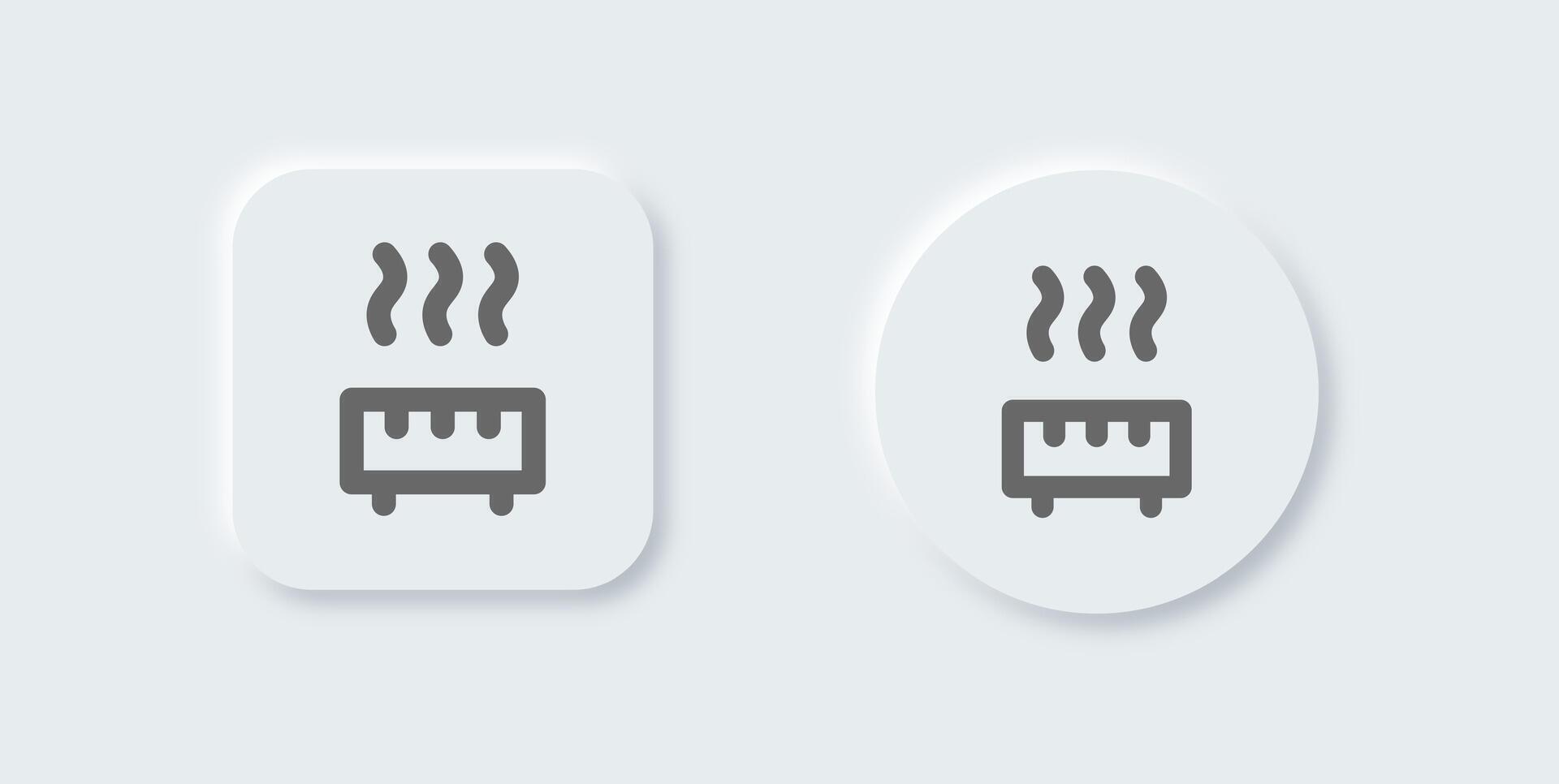 Heating line icon in neomorphic design style. Warm signs illustration. vector