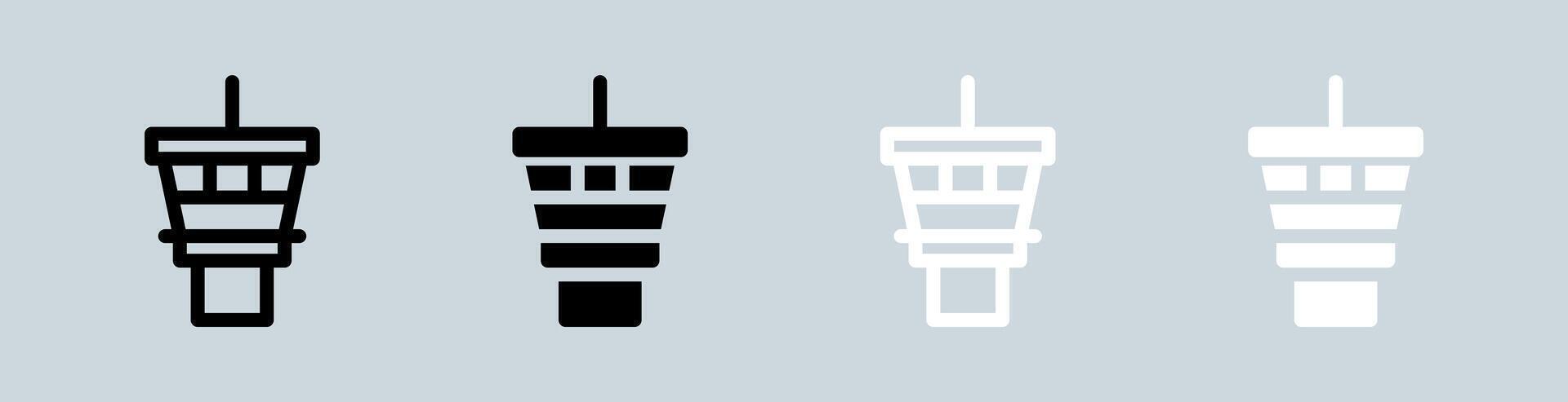 Control tower icon set in black and white. Terminal signs illustration. vector