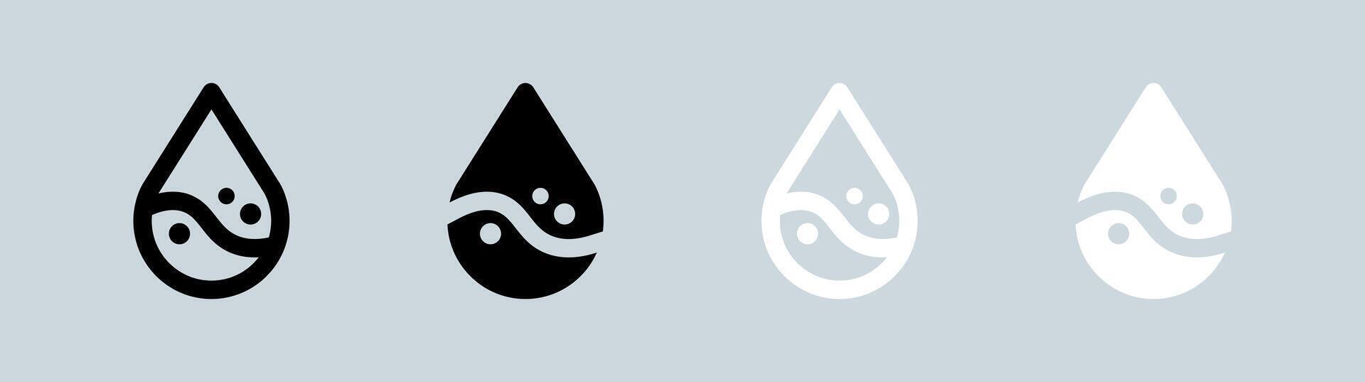 Blood icon set in black and white. Spo2 signs illustration. vector