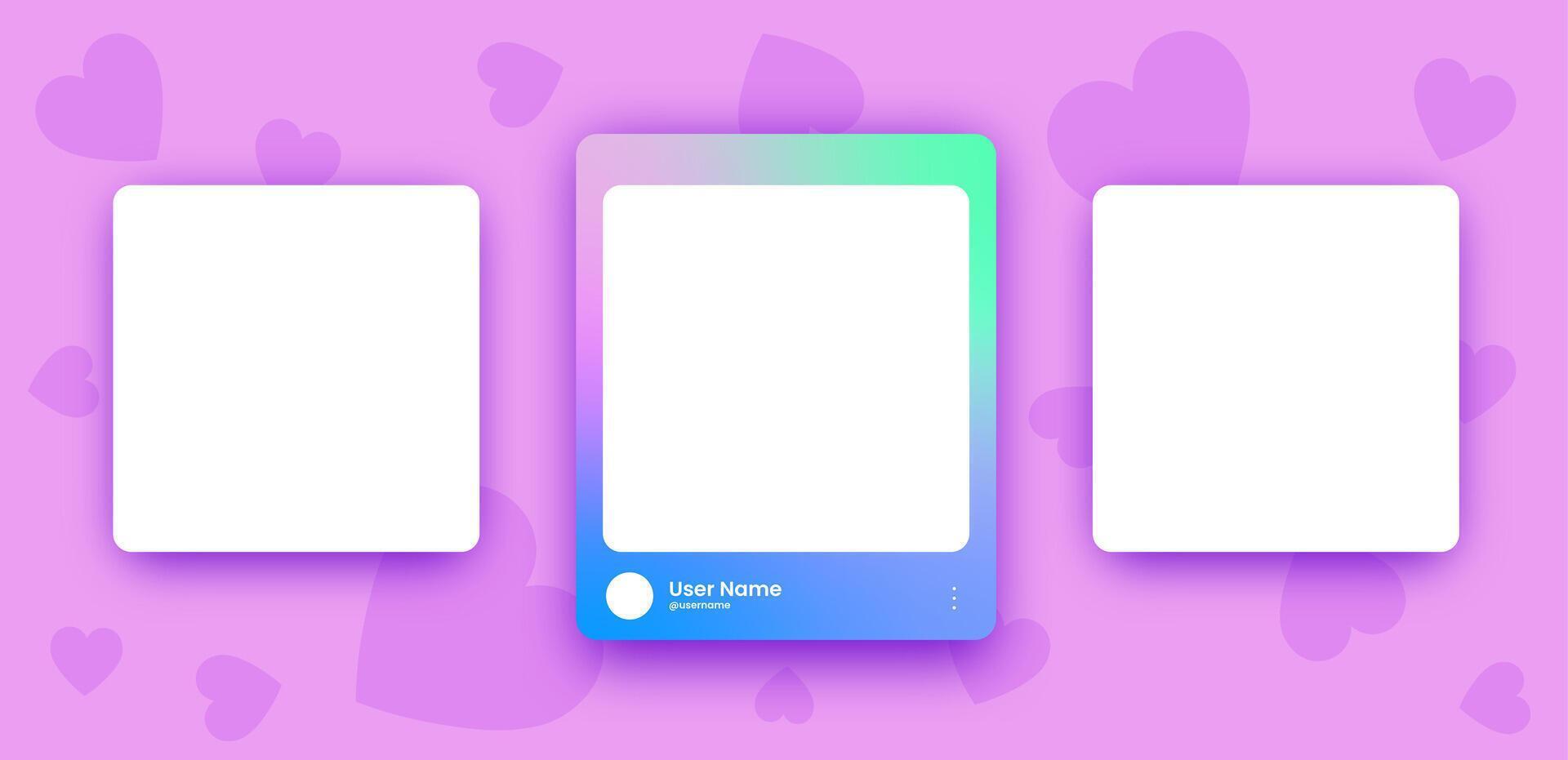 Social media frame collection template. Colorful social media interface. vector