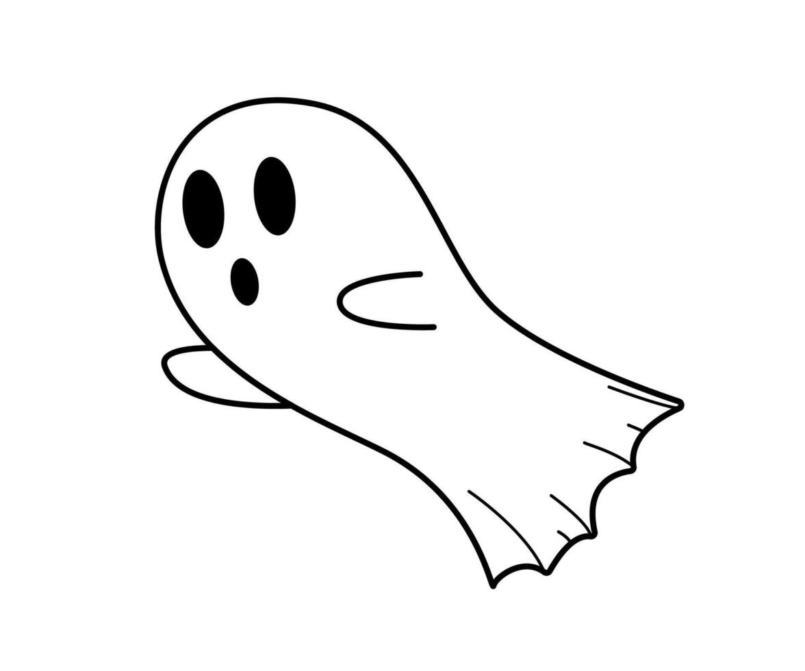 Cartoon haunted Halloween icon. illustration of cute ghost character. vector