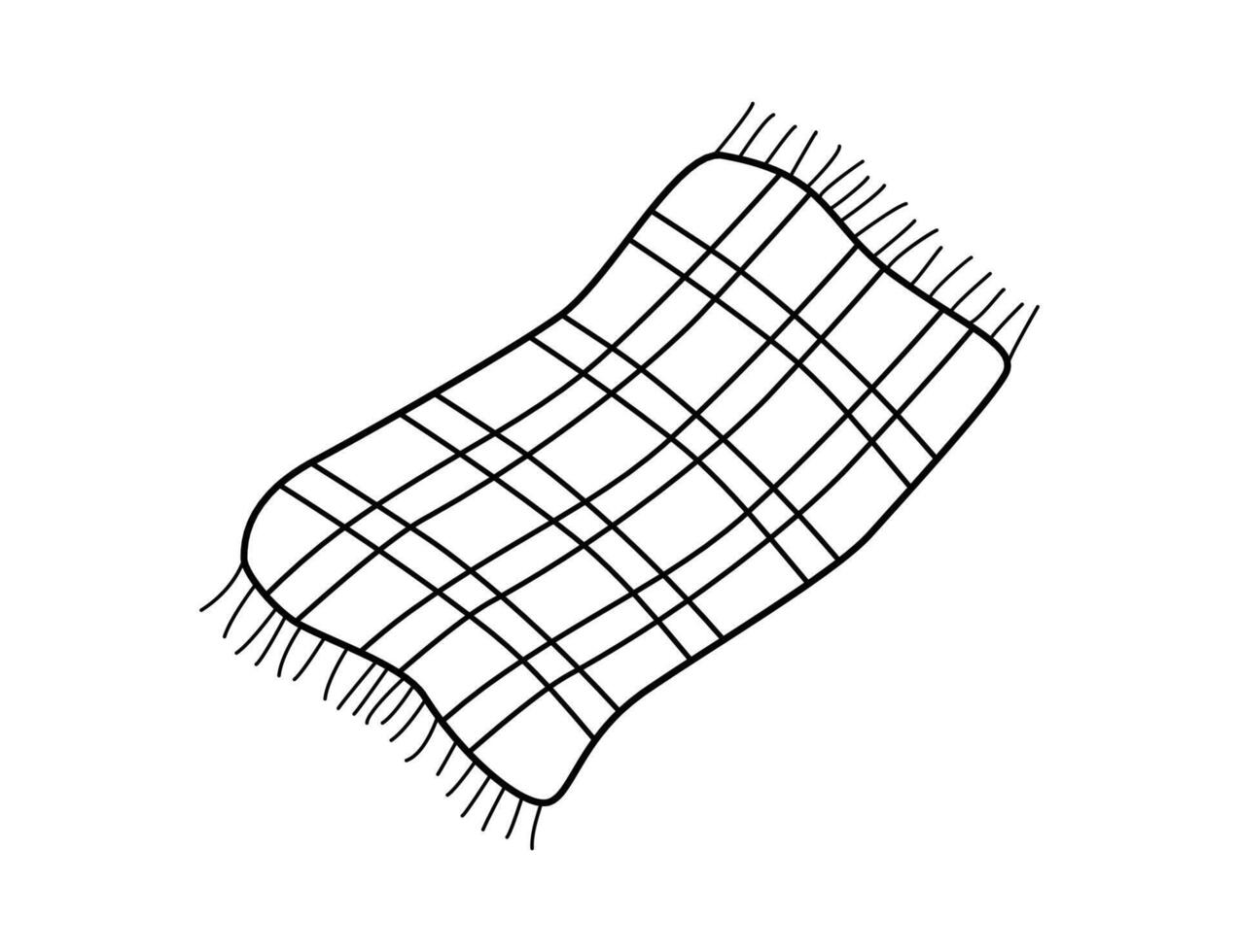 Plaid checkered, cozy soft bedspread. doodle illustration on a white background. vector
