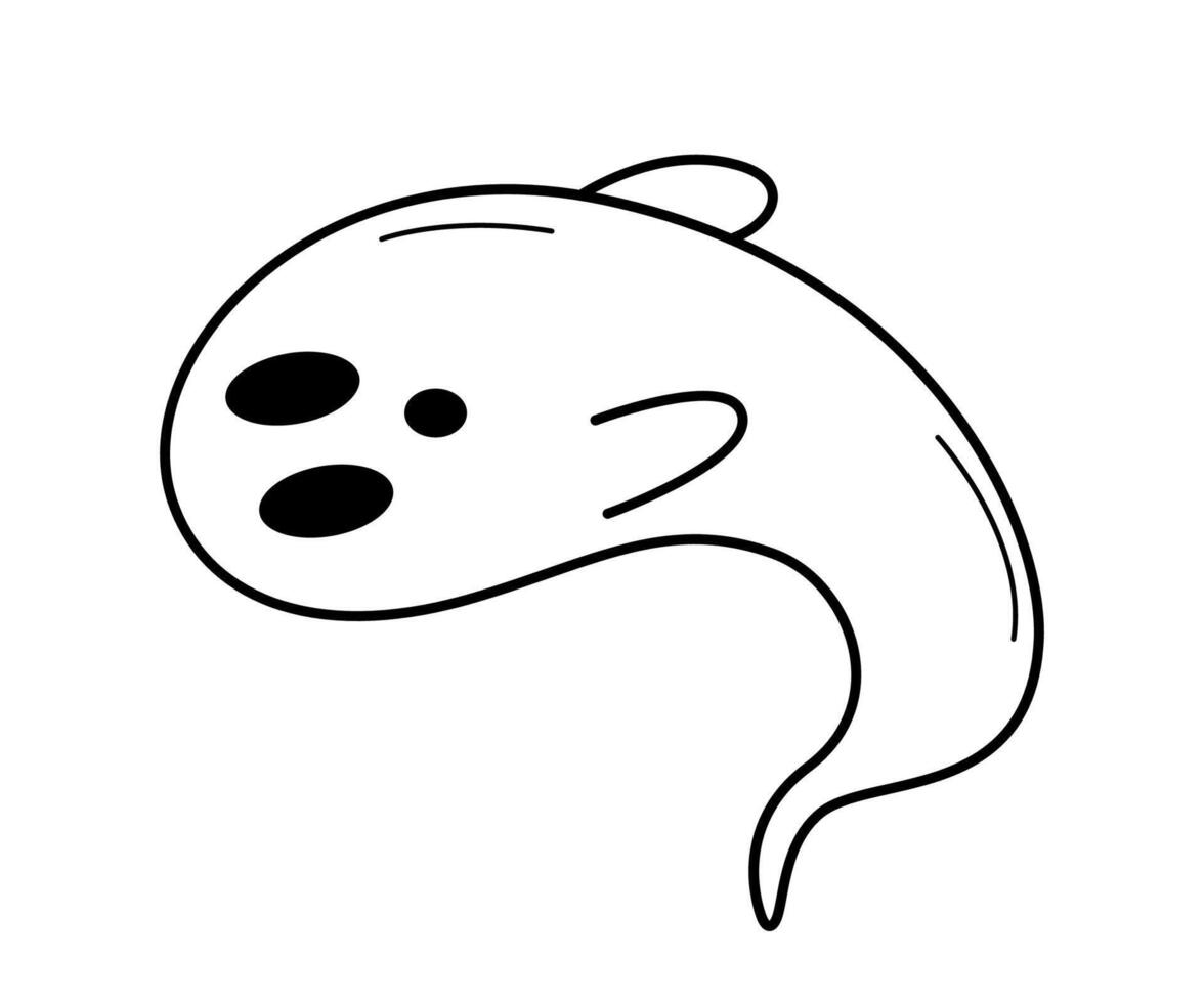 Cartoon haunted Halloween icon. illustration of cute ghost character. vector