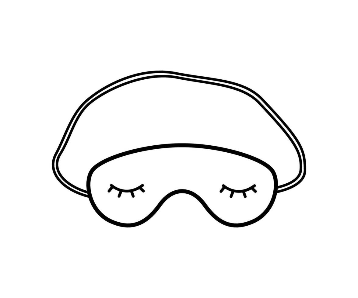 A sleep mask with painted closed eyes. doodle accessory icon. Isolated on white. vector