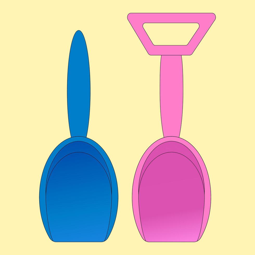 Colorful illustration of childrens scoops for playing in the sand. Perfect for summer, beach, and outdoor activities. vector