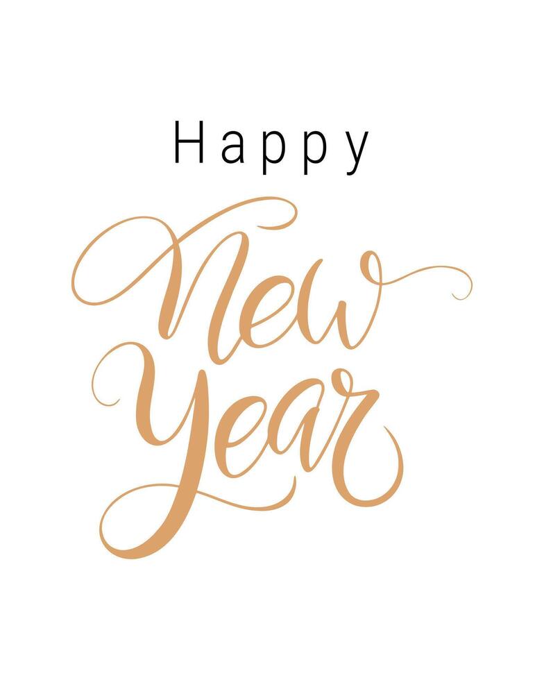 Happy New Year calligraphic text for decoration and design of holiday and congratulations, isolated on white background. vector