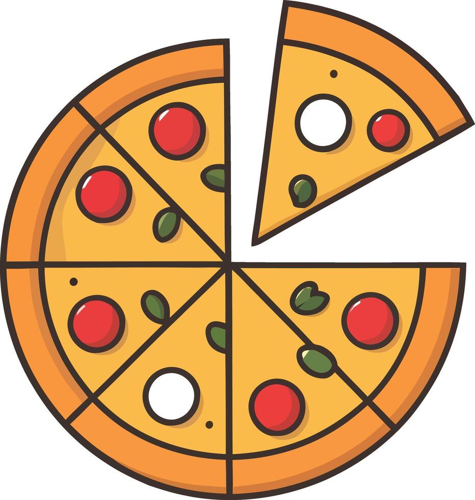 Pizza slice isolated illustration vector