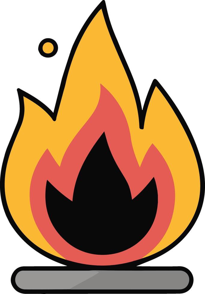 Flame isolated illustration, Fire icon vector