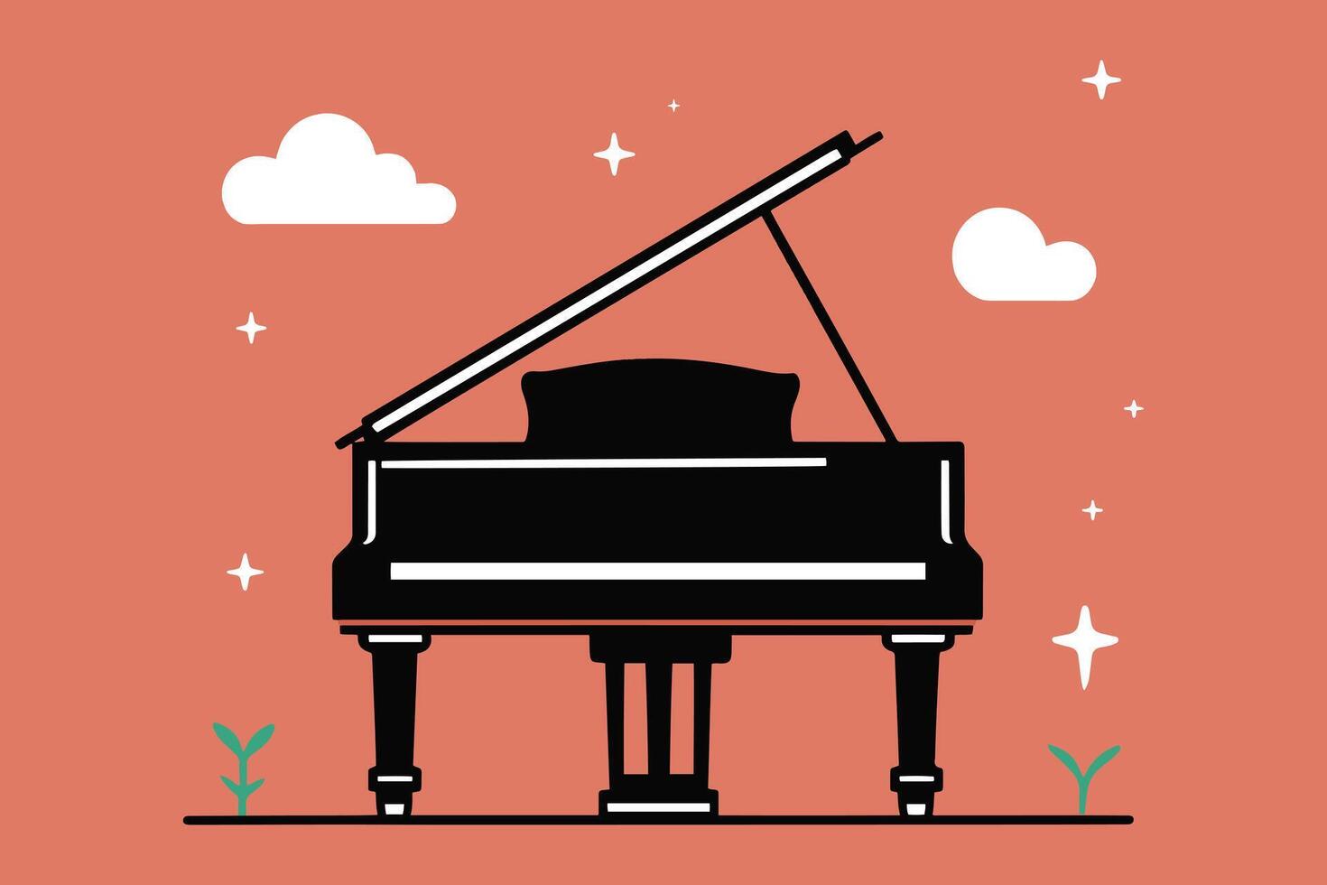 Piano musical instrument isolated icon illustration vector