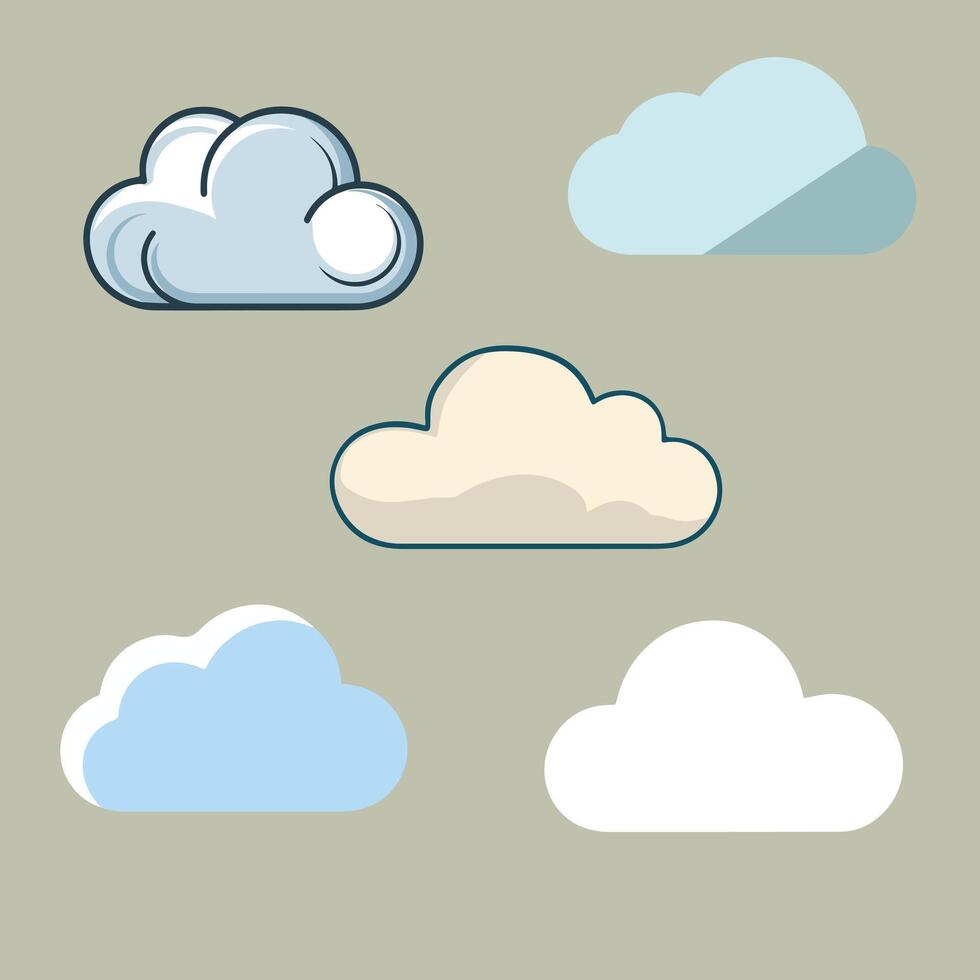 Cloudy cloud set isolated illustration vector