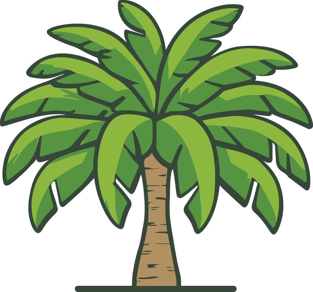 A flat minimalist illustration of a palm tree on a white background vector