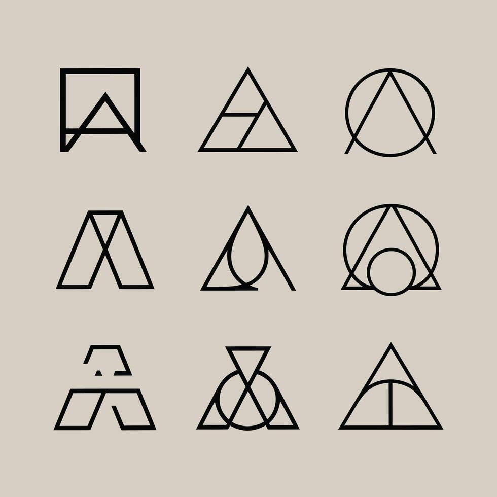Minimalist letter A logo pack vector
