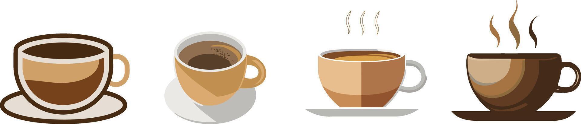 Coffee cup set isolated illustration vector