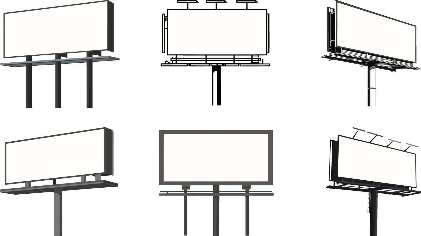 Isometric blank billboard illustration set vector
