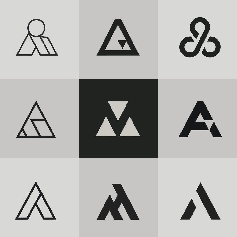 Minimalist letter A logo pack vector