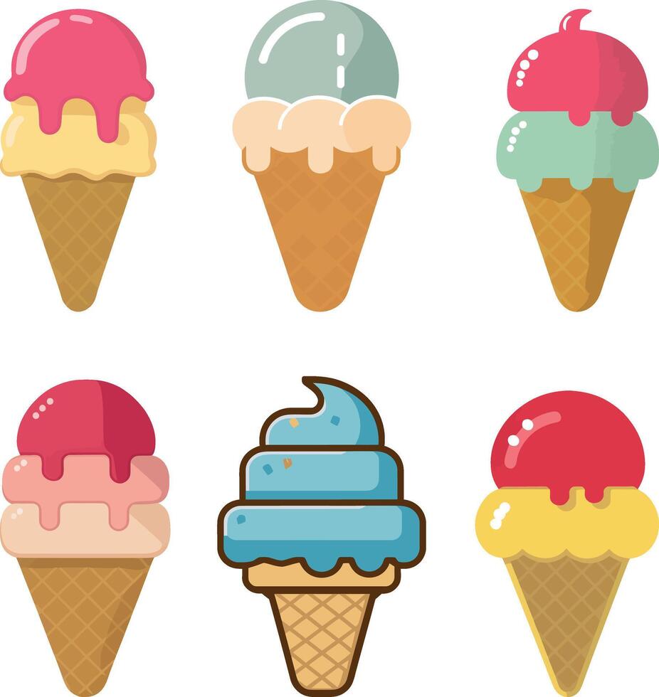 Collection of ice cream set illustration isolated vector