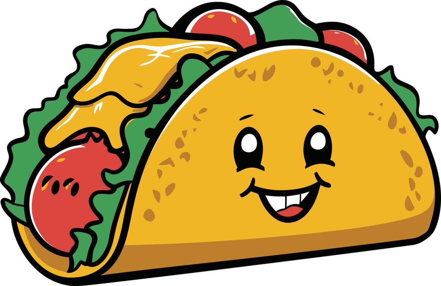 Mexican taco with smile emoji isolated illustration vector