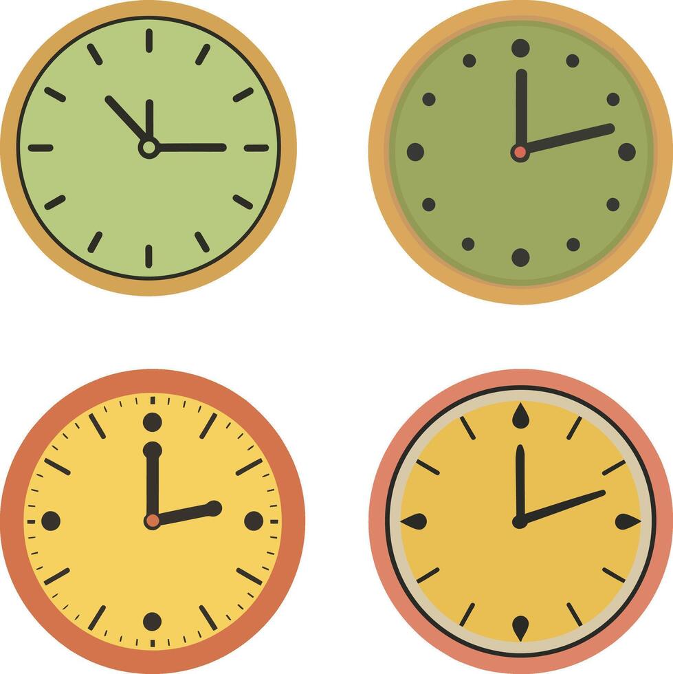 Collection of clock isolated illustration vector