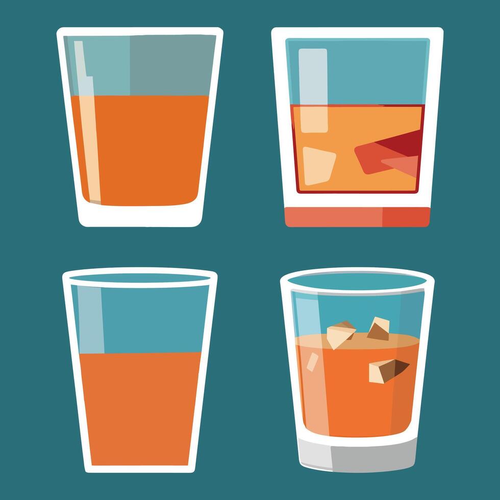 Collection of juice glass isolated illustration, drink glass set vector