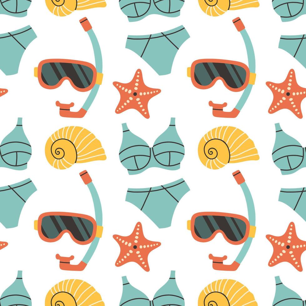 Hand drawn summer pattern, seamless pattern for fabric, textiles, wrapping paper, cover, banner, interior decor vector