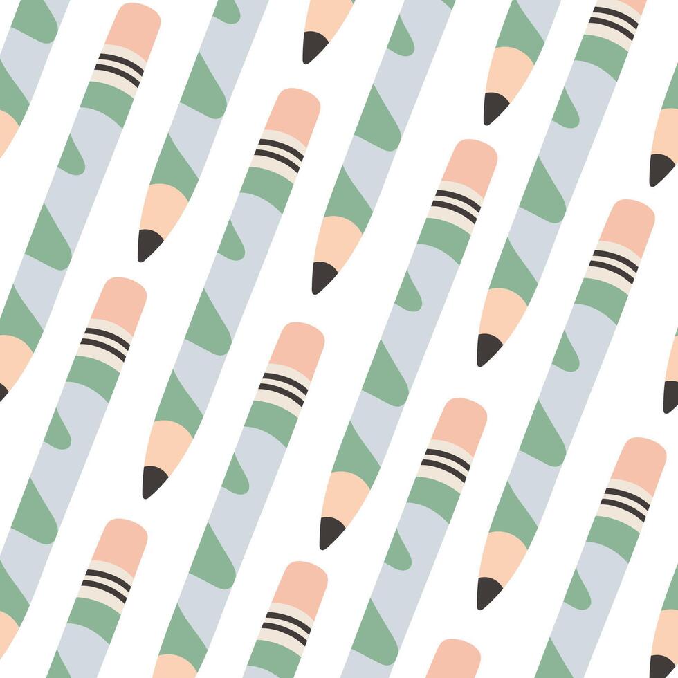 Seamless pattern with pencil, repeat pattern. Design for education, school projects, packaging, stationery decorative vector