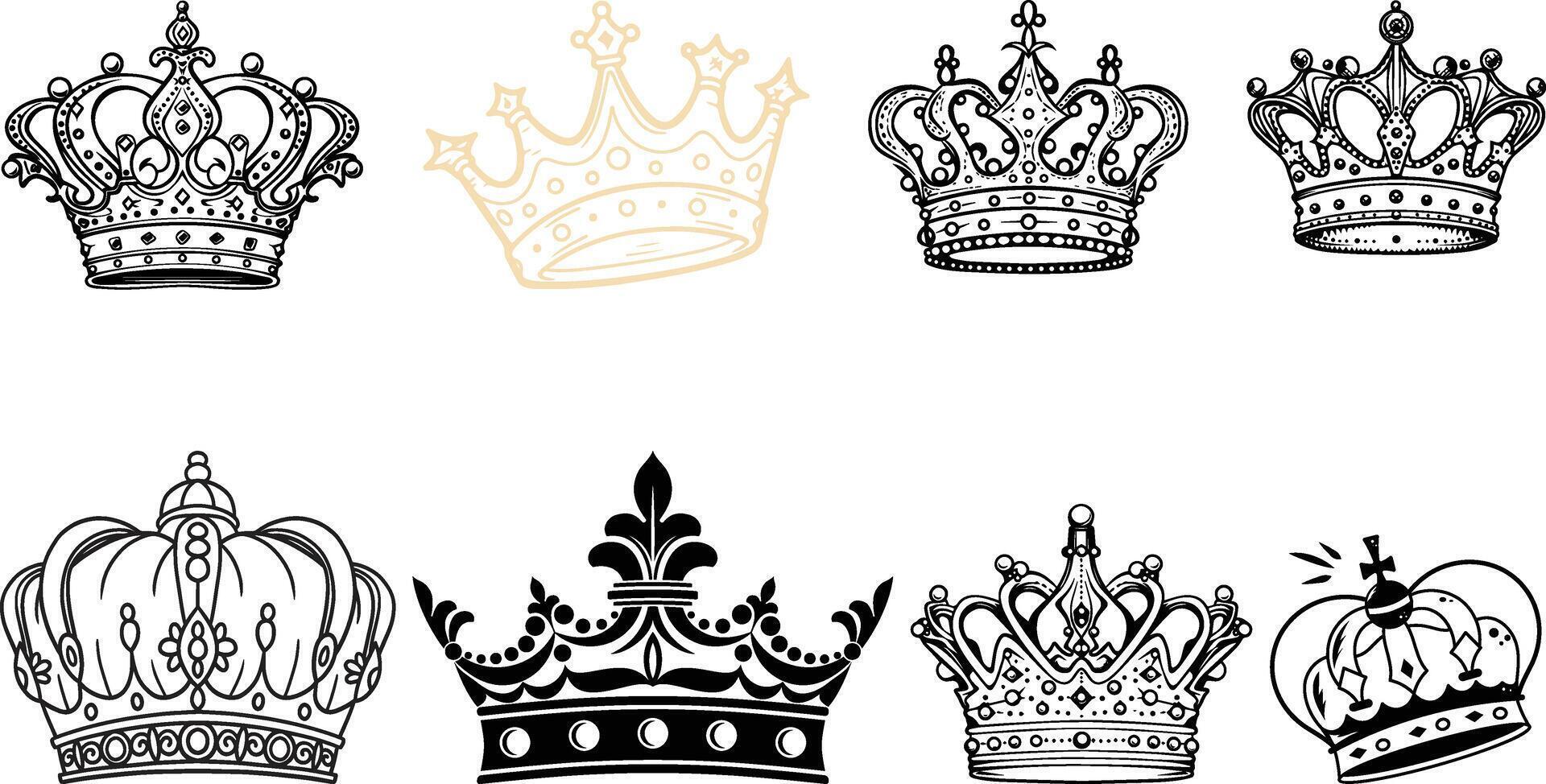 Crown icons set collection vector