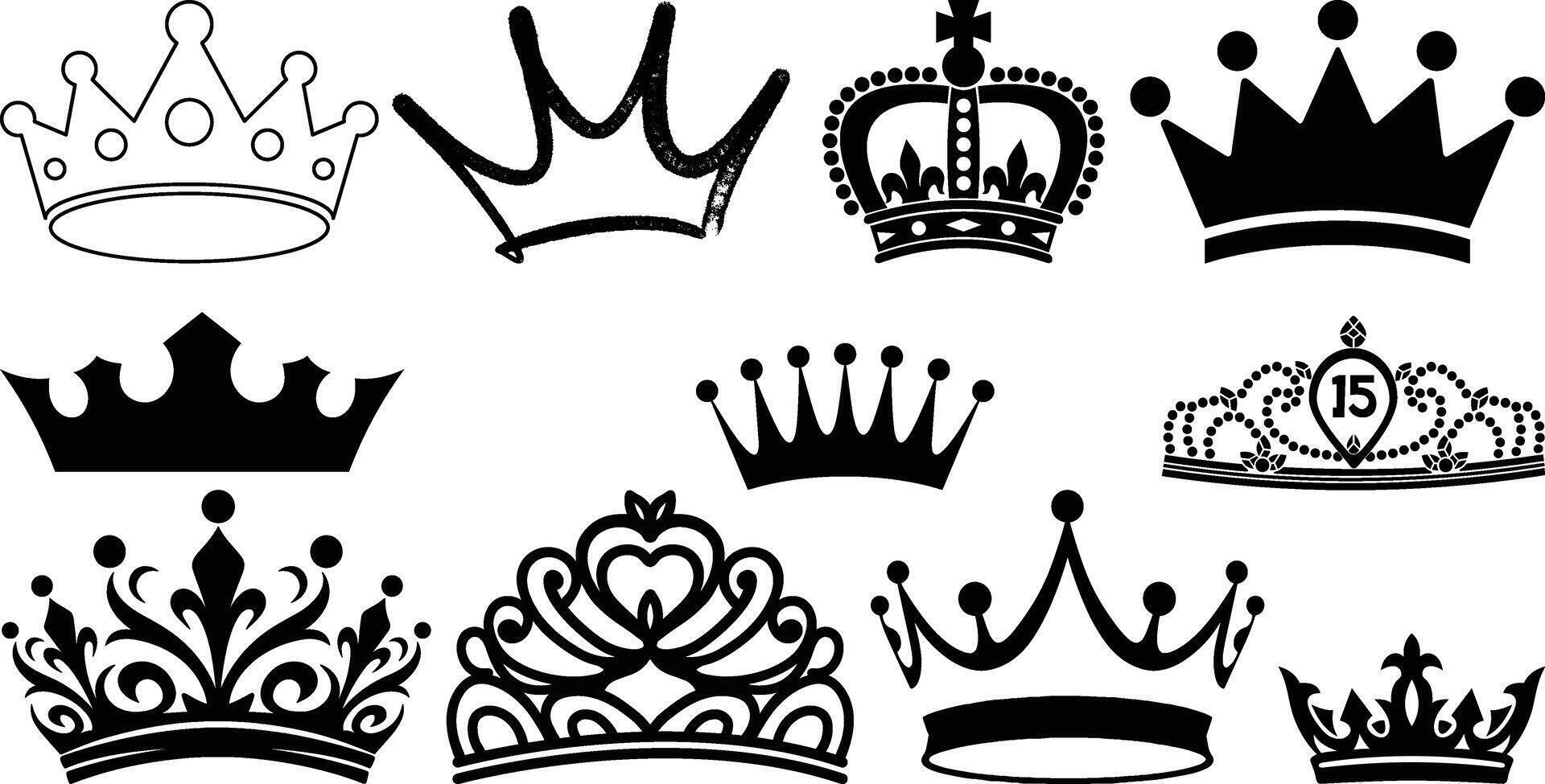 Crown icons set collection vector