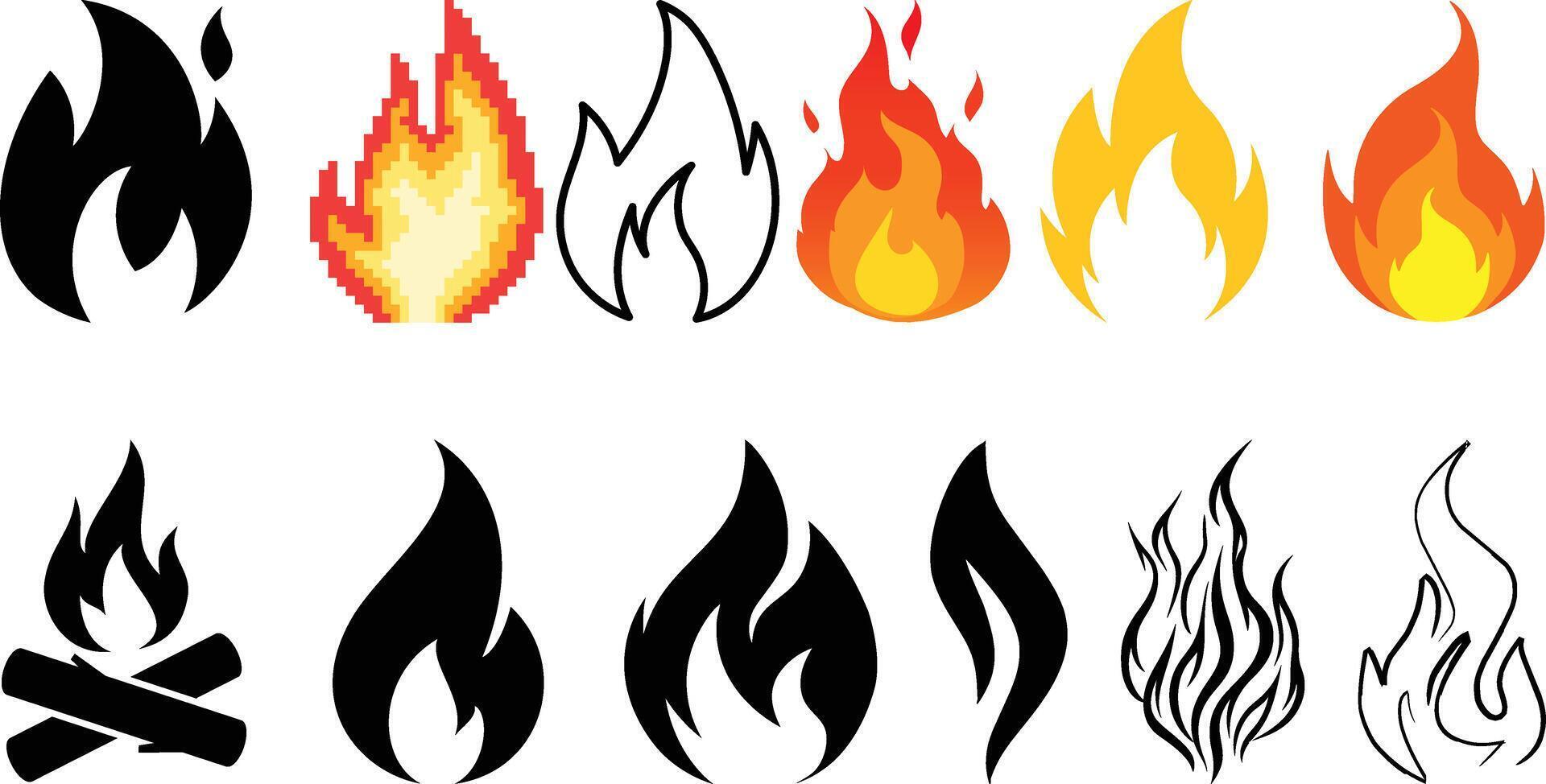 Set of fire icons collection. vector