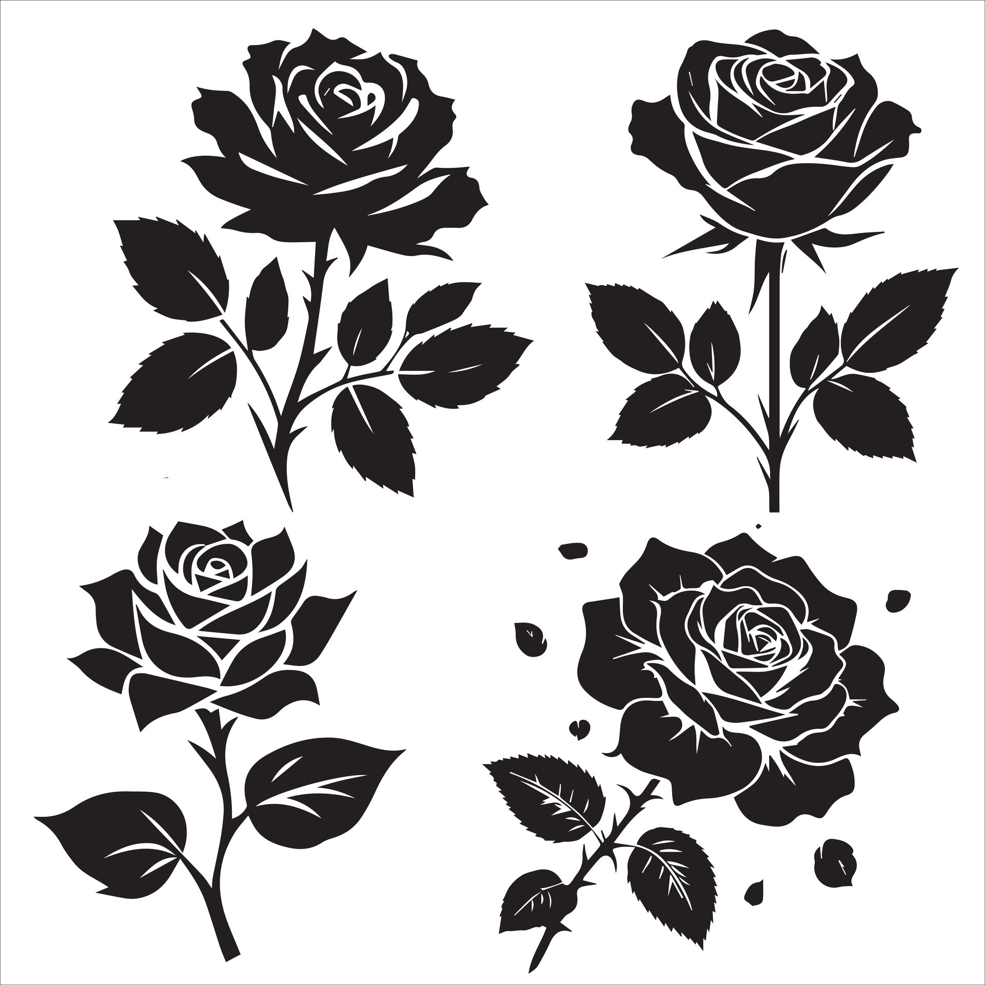 black rose bundle 47793255 Vector Art at Vecteezy