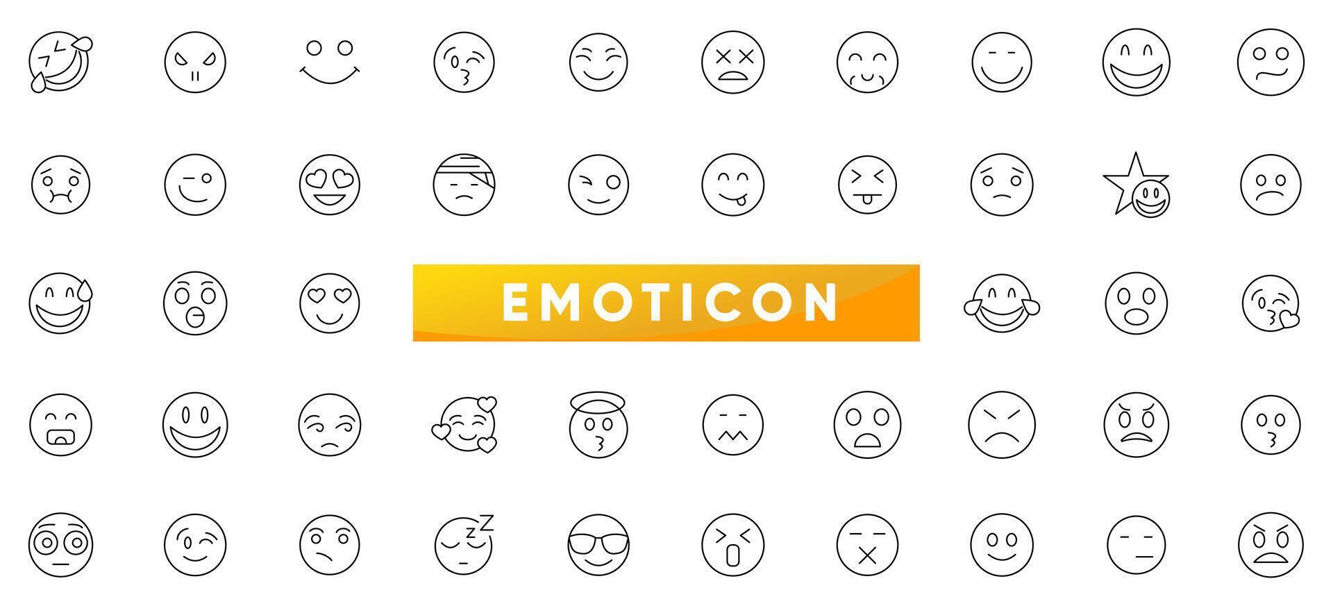 Emotions line icon set. Emoji, emotion, smile and sad outline icon collection. UI thin outline icons pack. vector