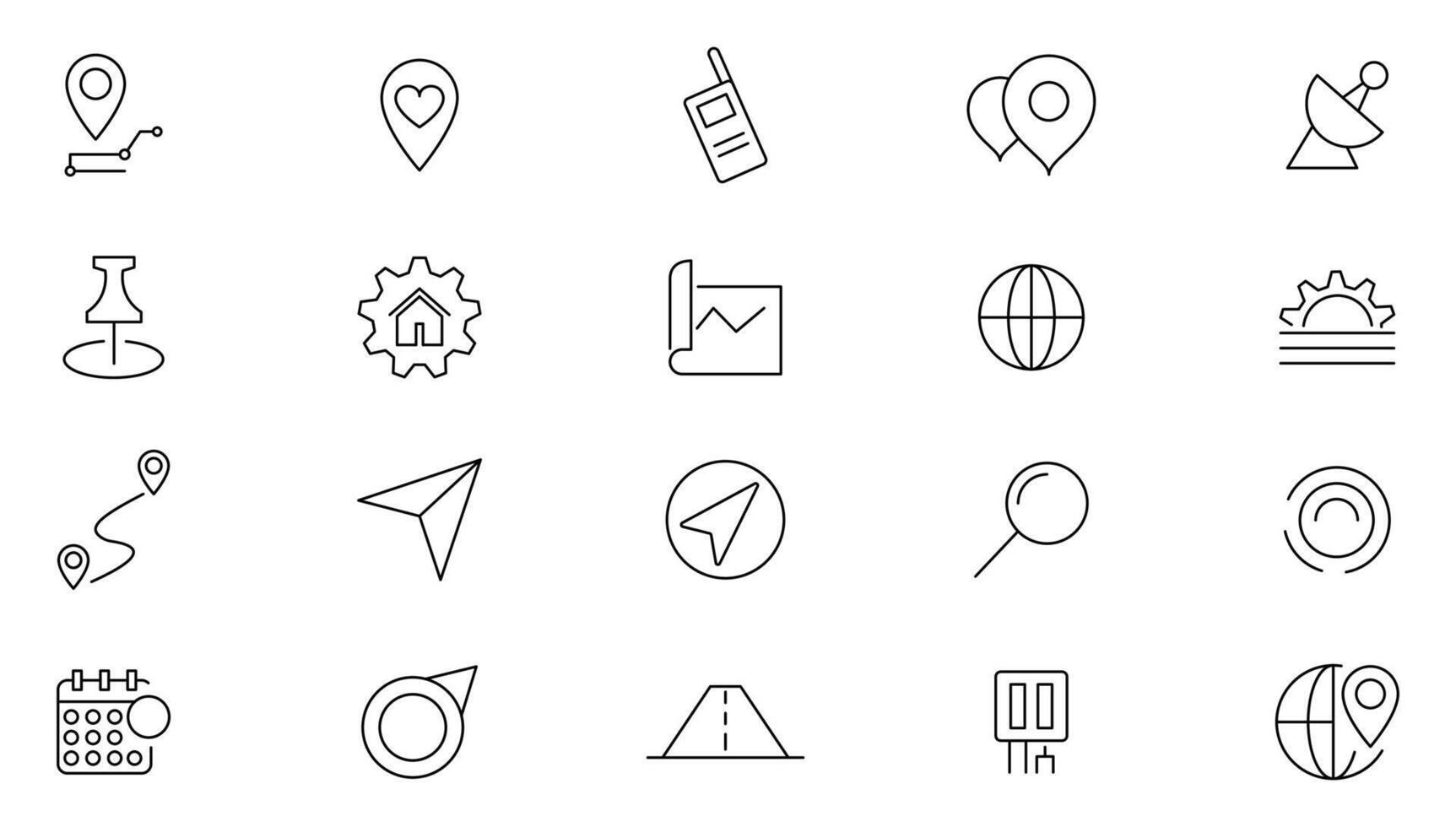 Location line icon set. Navigation, maps, iogistics, delivery, map navigation outline icon collection. UI thin outline icon set. vector