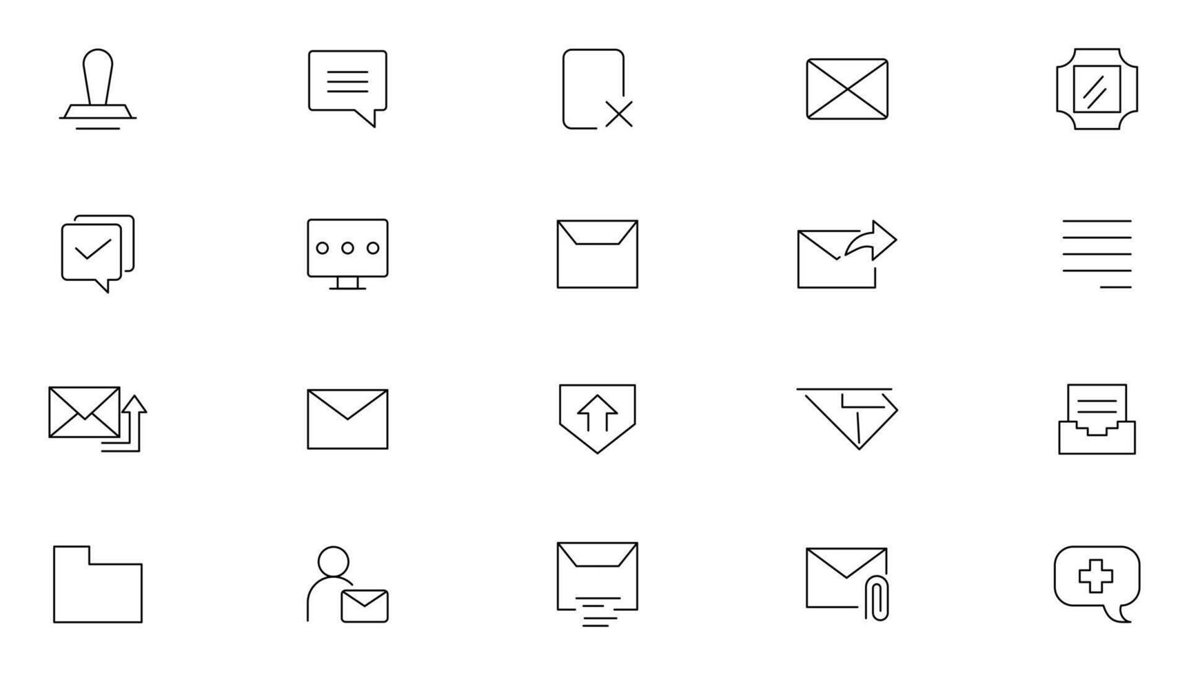 Mail and email line icon set. Message, envelope, mailing, postal letter, post office and mailbox outline icon collection. UI thin outline icons vector