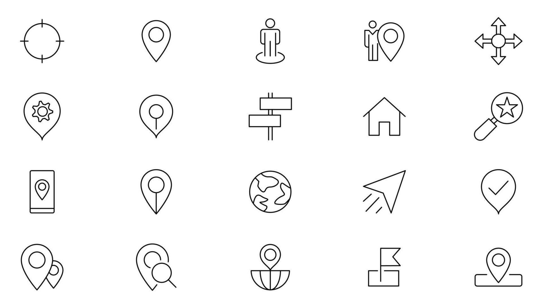 Location line icon set. Navigation, maps, iogistics, delivery, map navigation outline icon collection. UI thin outline icon set. vector