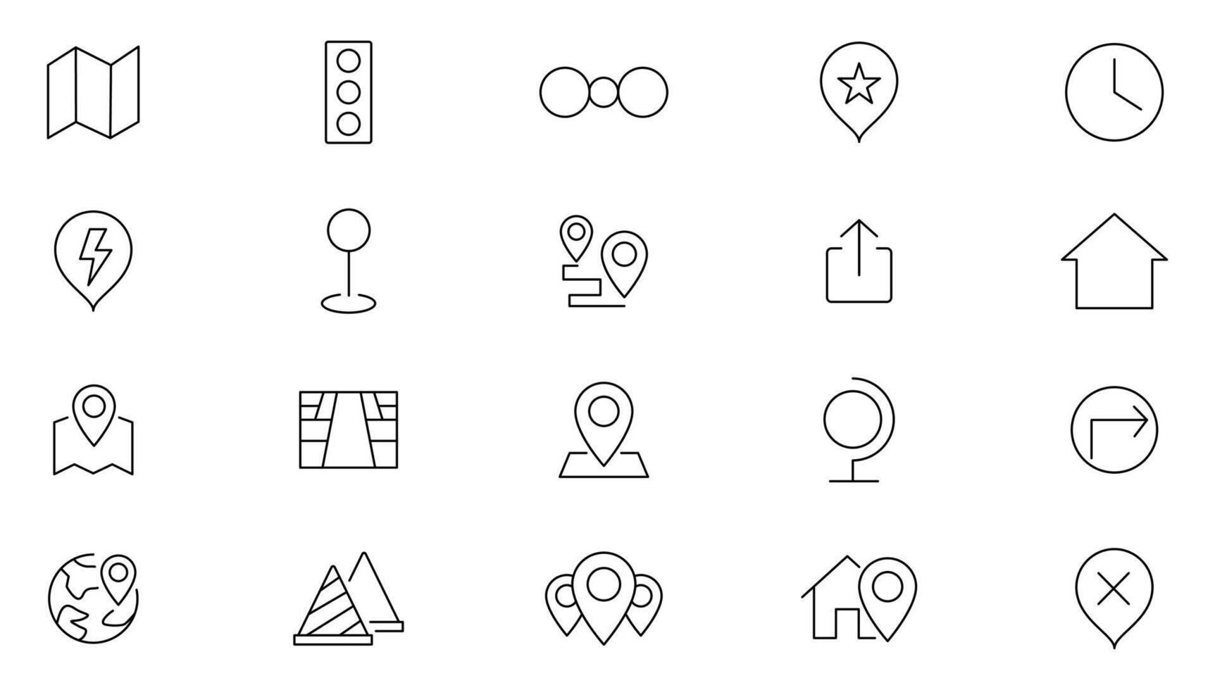 Location line icon set. Navigation, maps, iogistics, delivery, map navigation outline icon collection. UI thin outline icon set. vector