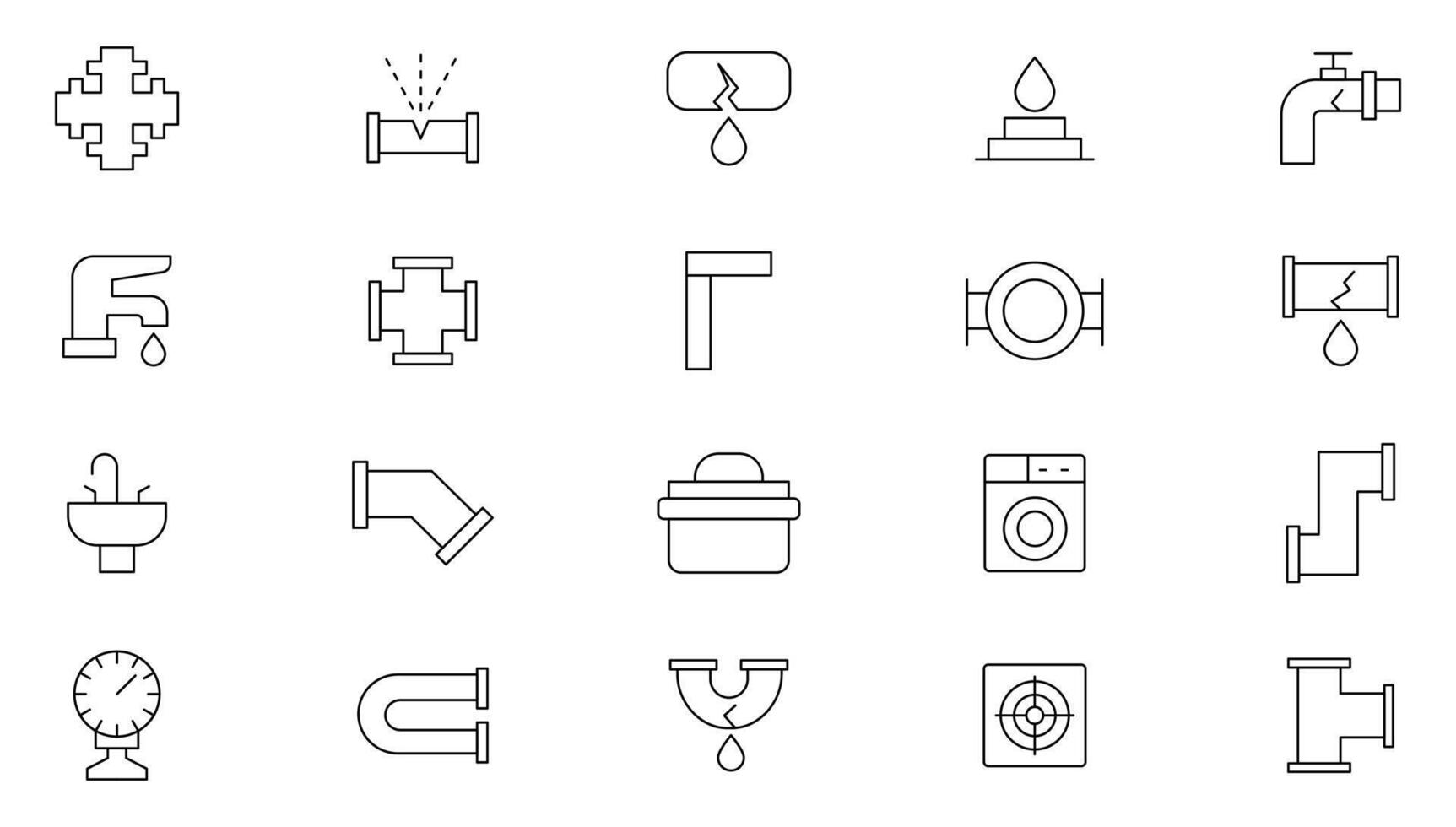 Plumbing and heating line icon set. public utilities, gas, electricity, water, heating, plumbing, ventilation, conditioning and maintainence outline icon collection. UI thin outline icons vector