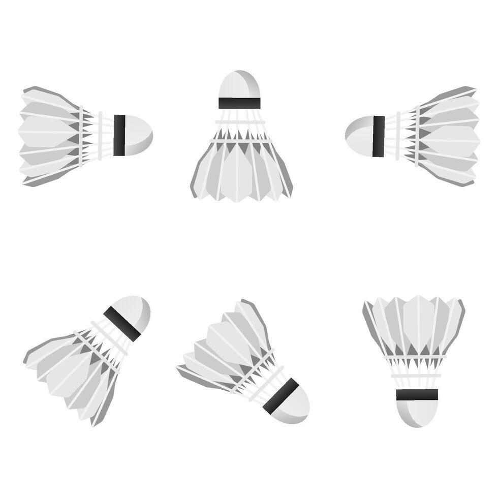 shuttlecock. Set in different positions. Accessory for badminton. Sports icons. illustration vector