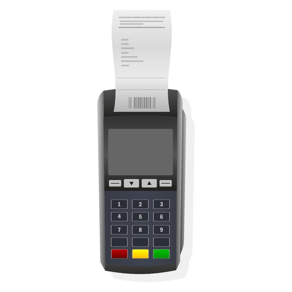 Bank payment terminal template mockup. With a receipt. illustration vector