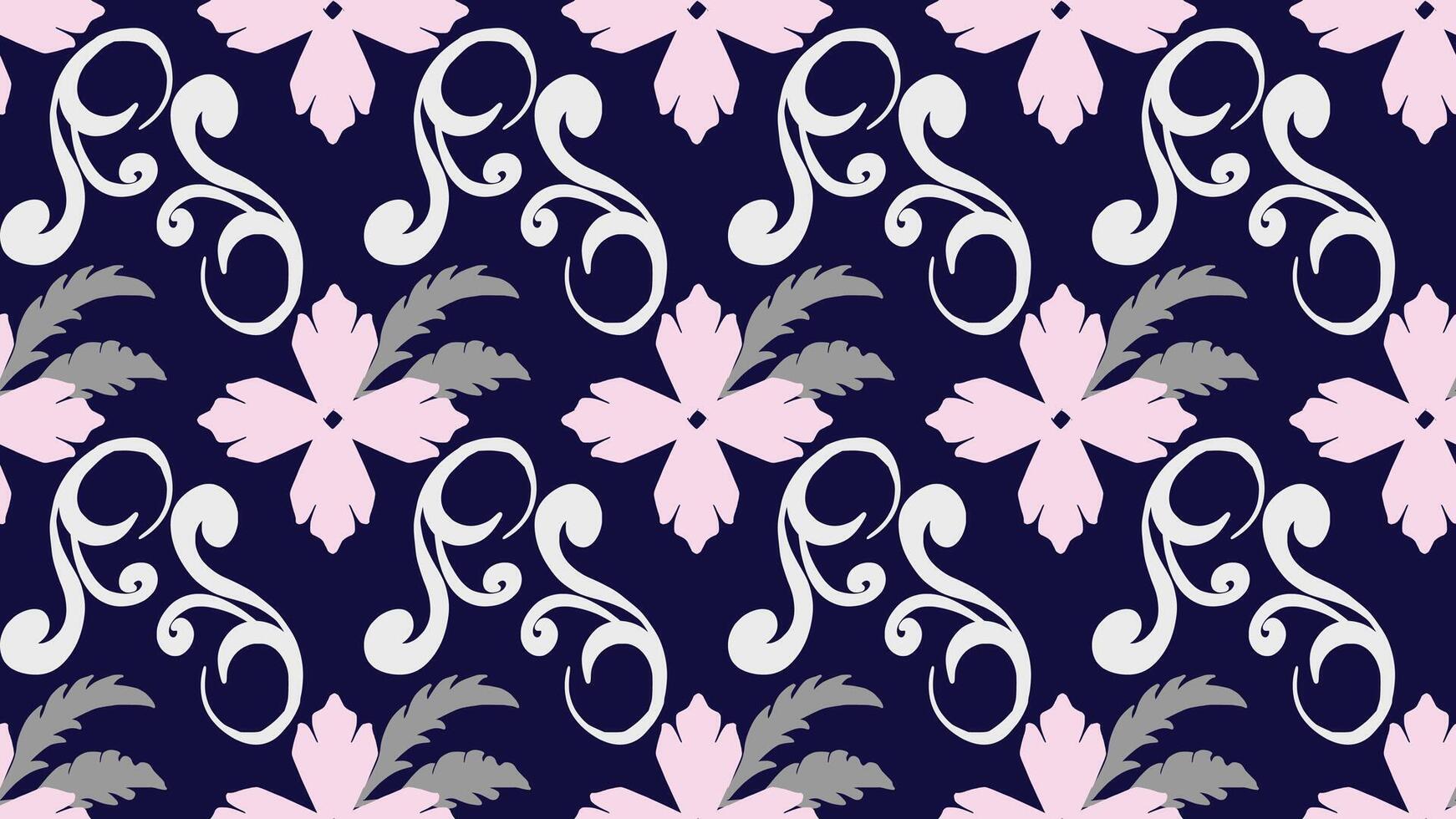 seamless pattern geometric ethnic with flowers vector