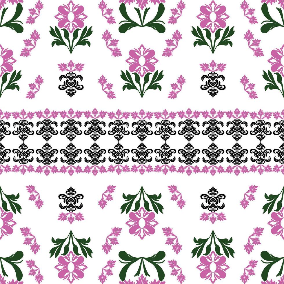 floral design seamless pattern with geometric ethnic vector