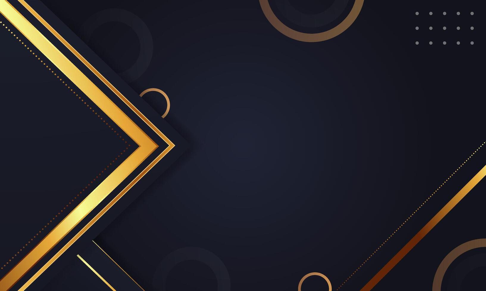 Abstract luxury geometric diagonal shape with gold stripes lines on dark blue background. vector
