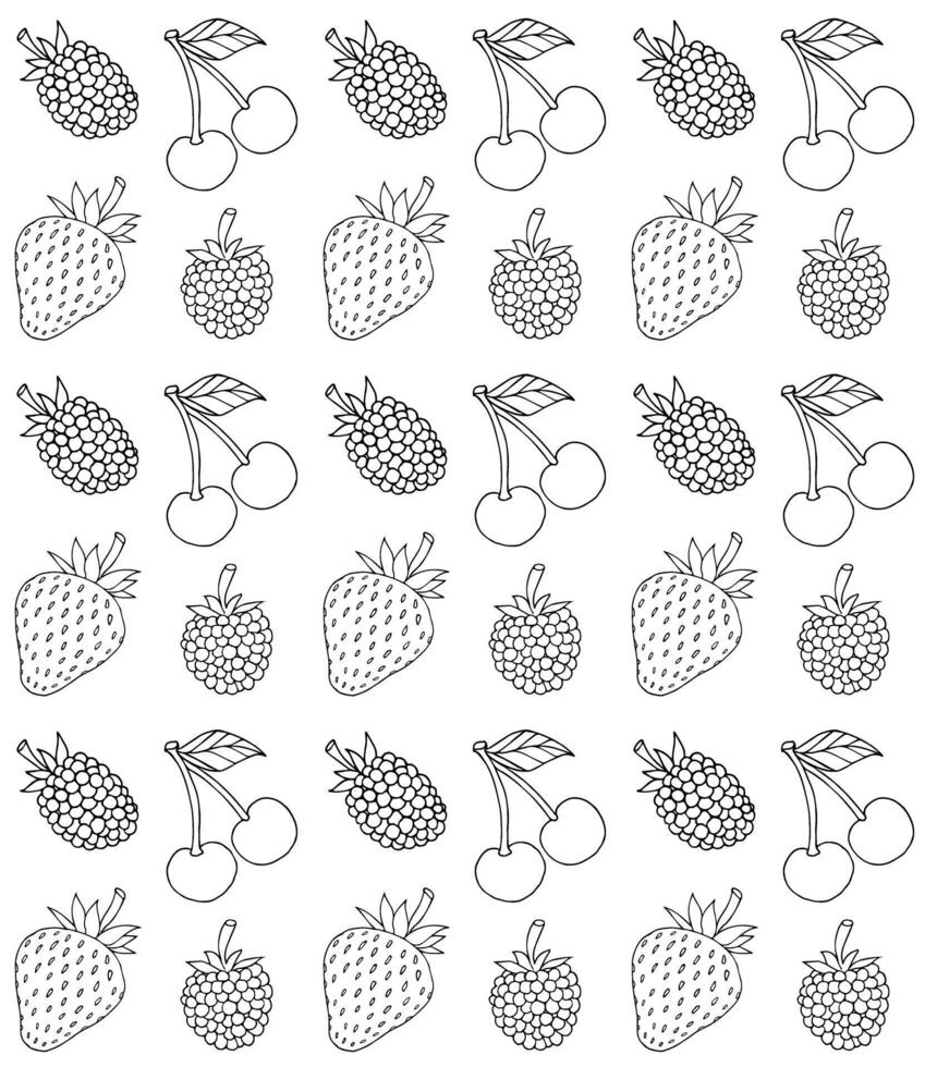 Seamless pattern of sketch berries vector