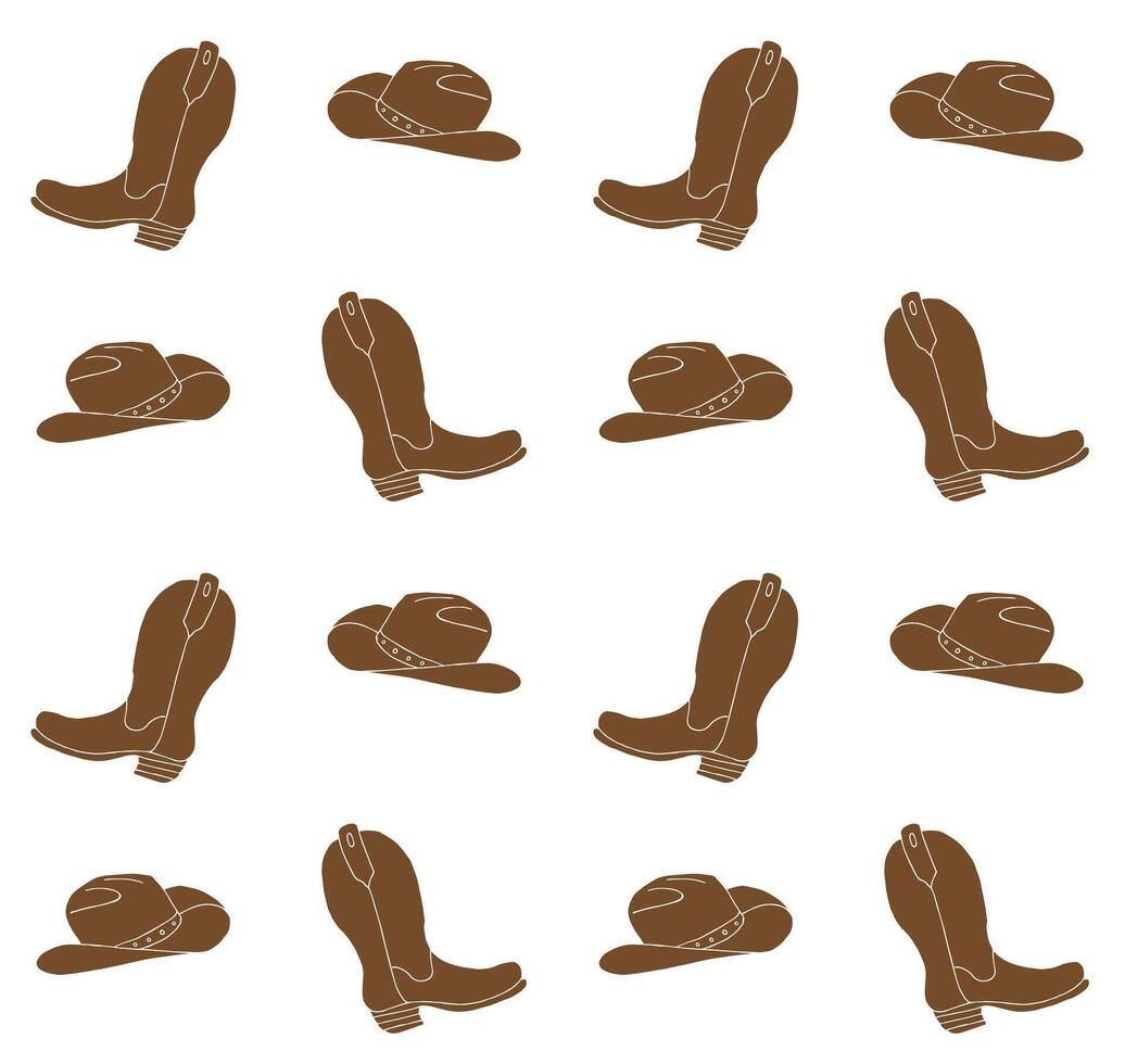 Seamless pattern of cowboy hat and boot vector