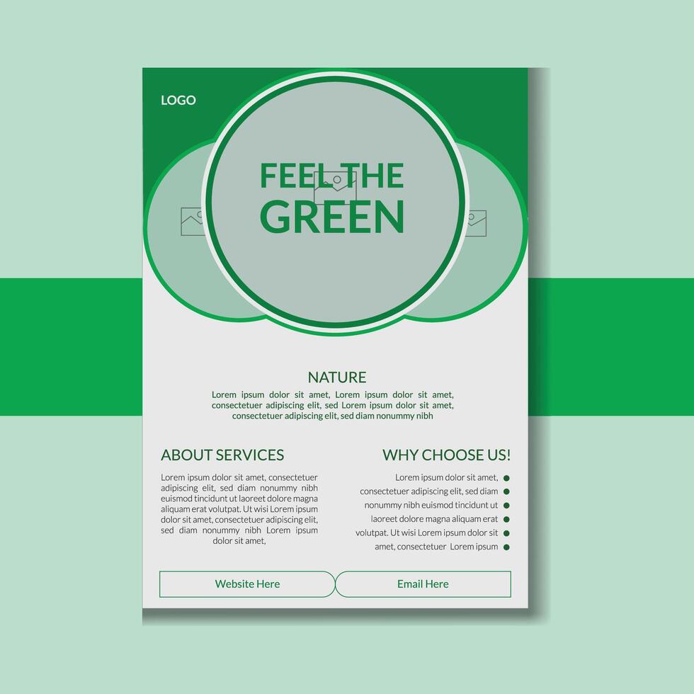 Green natural flyer design template vector