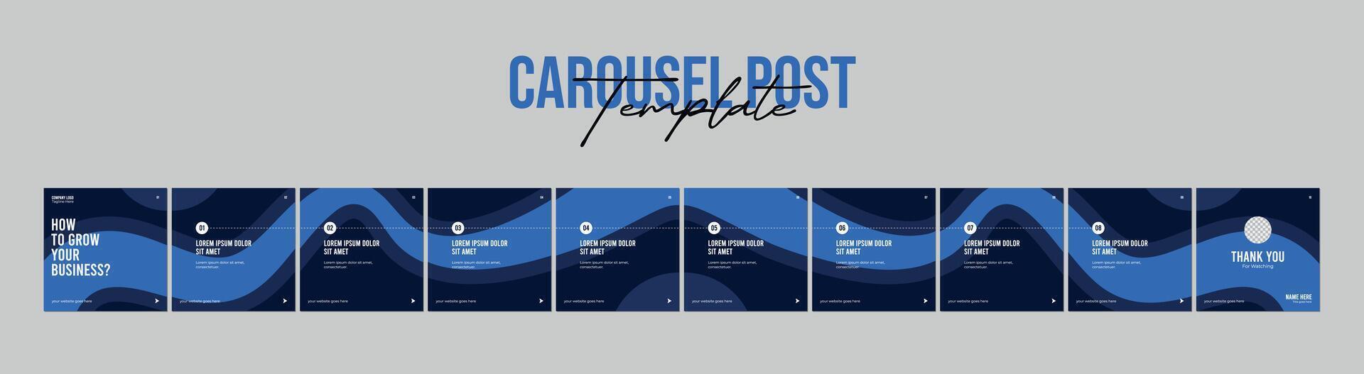 Set Of Carousel Post Template, Editable Carousel Post, social media carousel post for business. vector