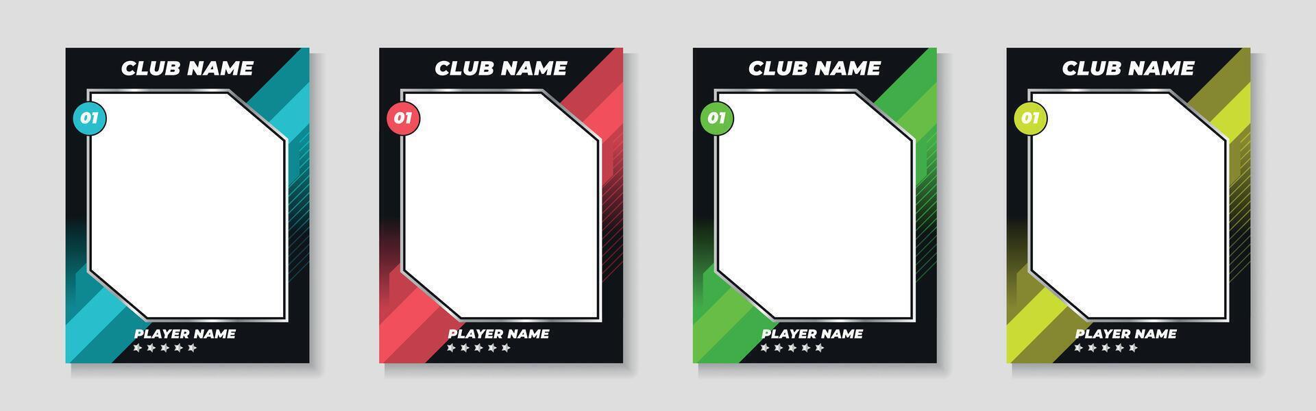 trading card template design for sports, picture frame for player performance, photo frame or border collection for hockey, basketball and football player, sports flyer design vector