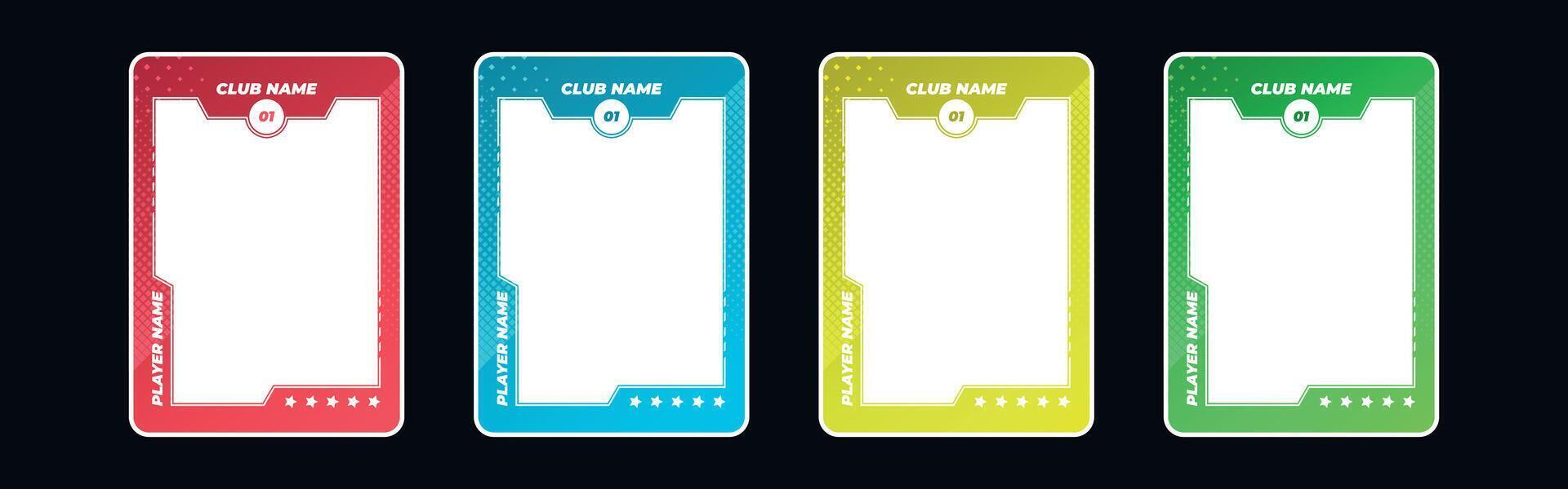 trading card template design for sports, picture frame for player performance, photo frame or border collection for hockey, basketball and football player, sports flyer design vector