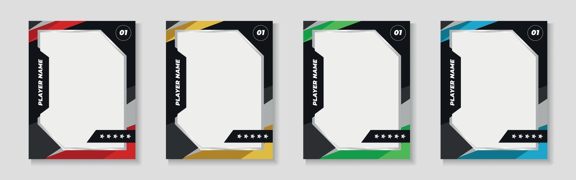 trading card template design for sports, picture frame for player performance, photo frame or border collection for hockey, basketball and football player, sports flyer design vector